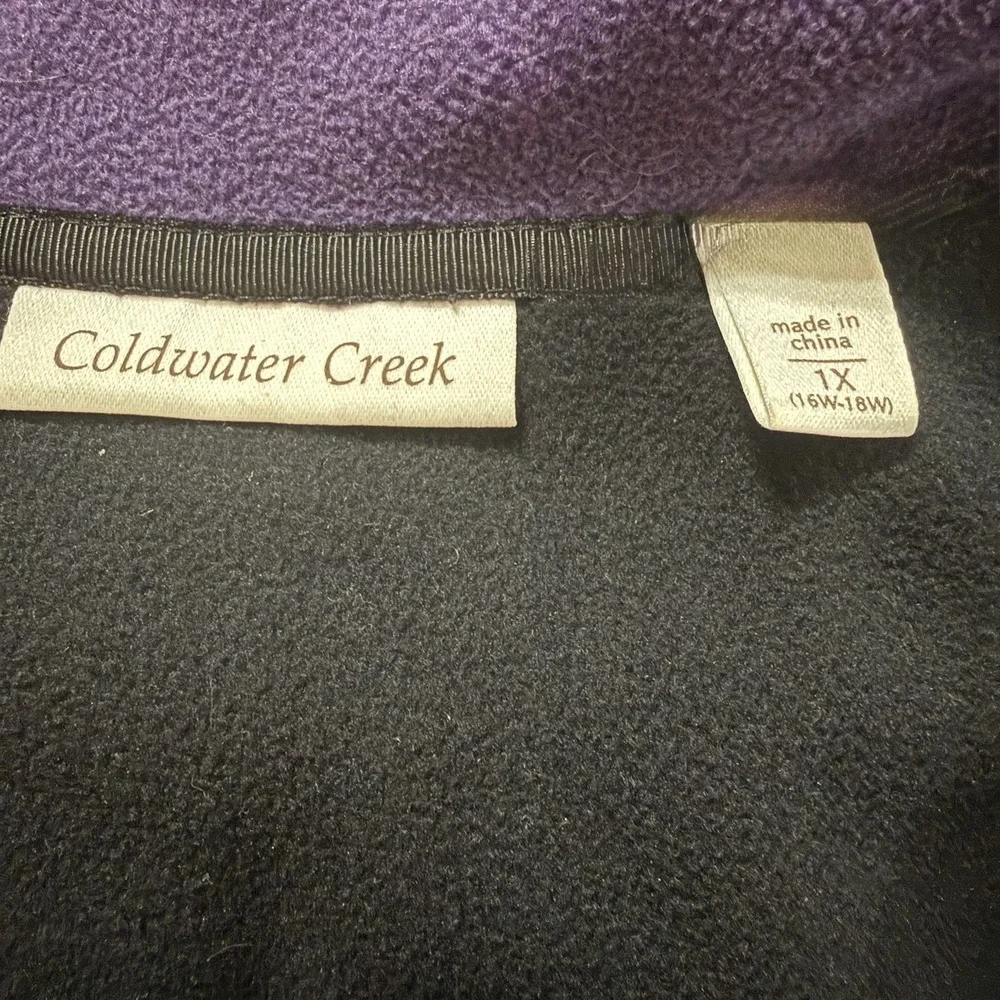 Coldwater Creek Womens 1X 16/18 Purple Fleece Quarter‎ 1/4 Zip Jacket Sweatshirt